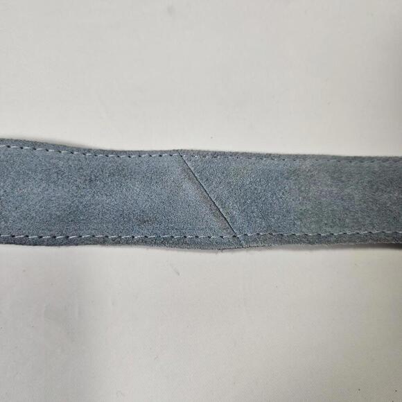 Free People Black Rock Belt Blue Suede Western Cowgirl Coastal Silver Buckle - Picture 5 of 11